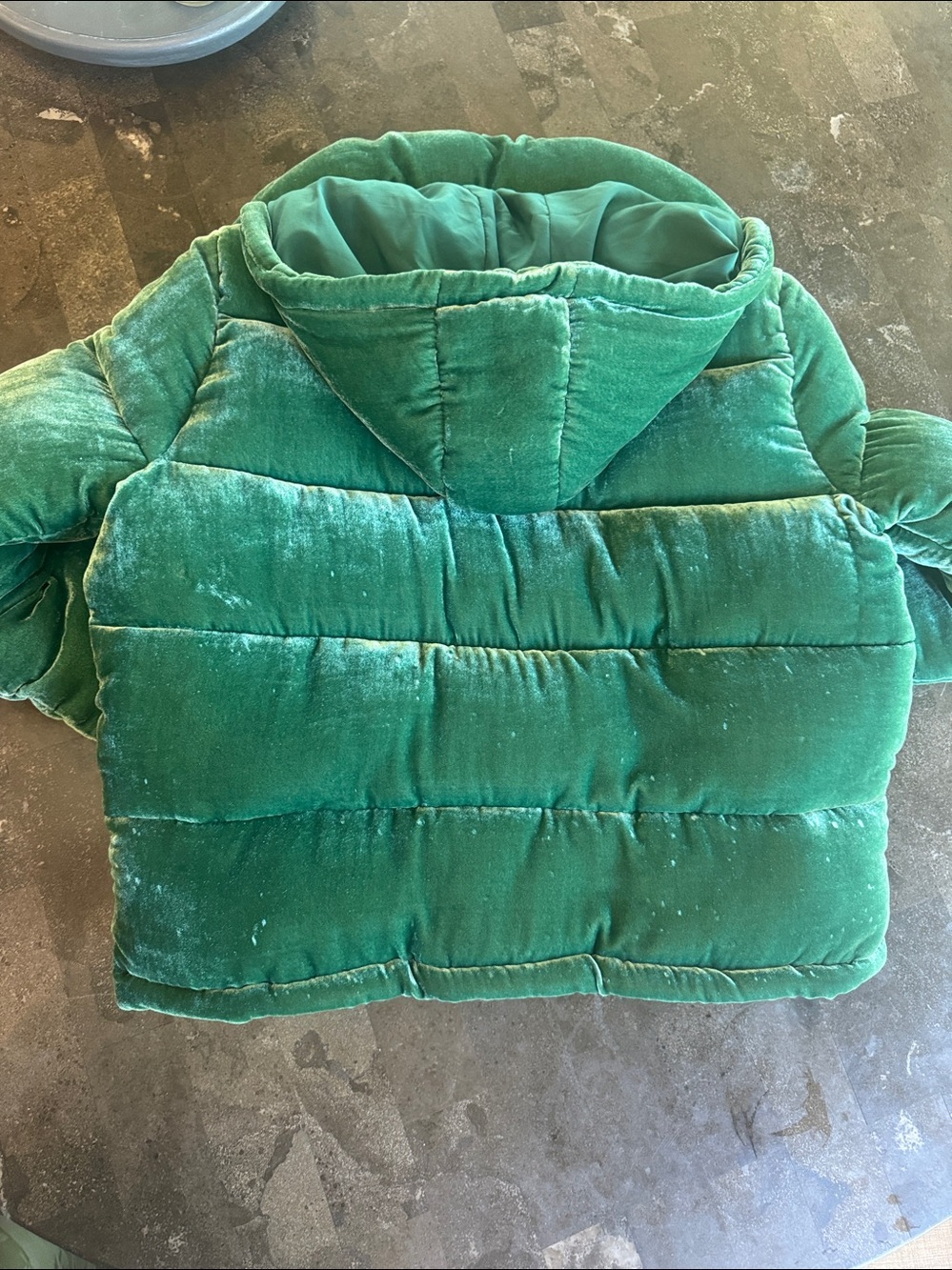 Emerald Green Velvet Puffer Jacket Anthropologie - Picture 9 of 11